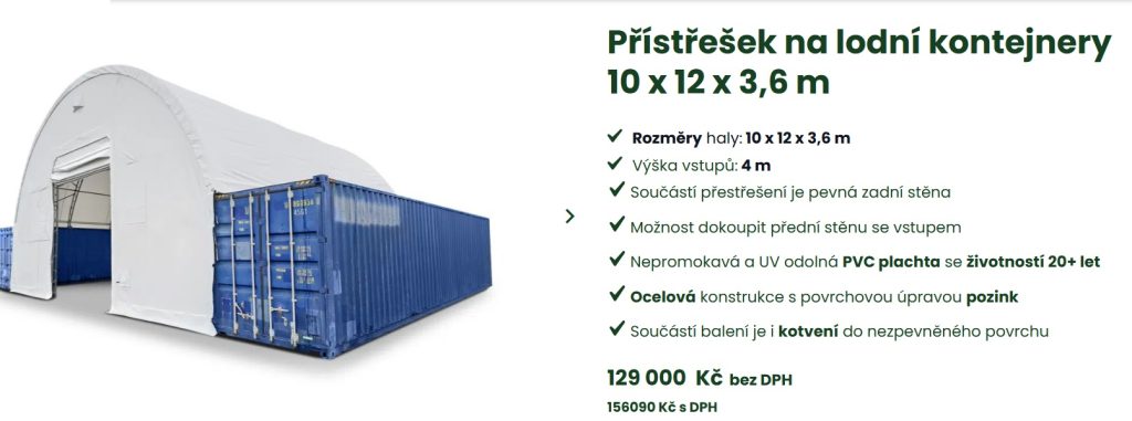 Přístřešek na lodní kontejnery